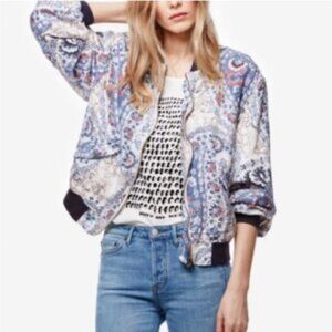 Free People Daytrip Floral Paisley Print Bomber Jacket